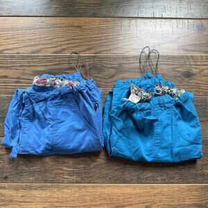 Lot 2 Kathy Peterson 701 Lindsey Scrub Pants 2X Blue Stretch Cinch Leg